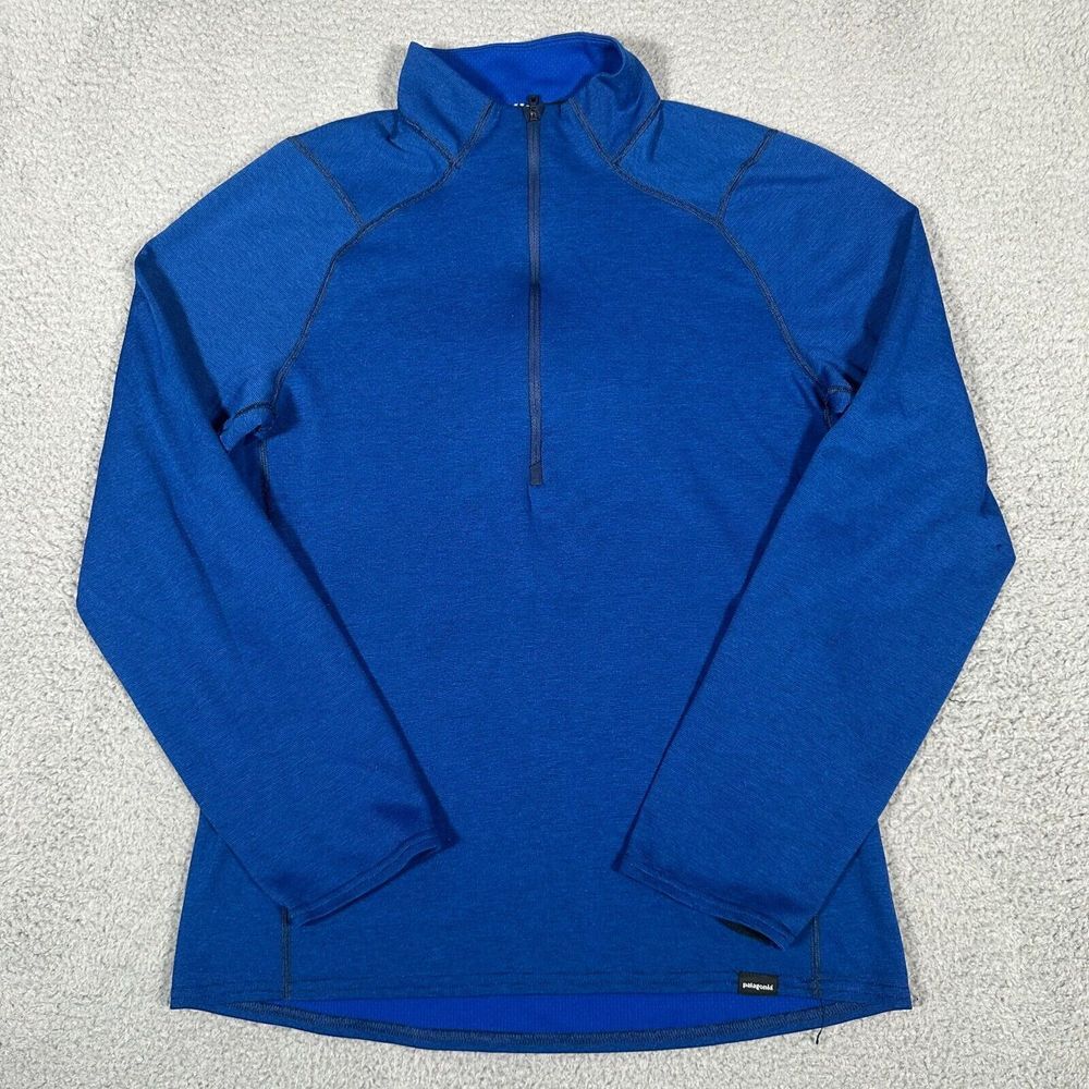 Patagonia Shirt Mens Small Blue Capilene 3 Midweight 1/2 Zip Pullover Base Layer